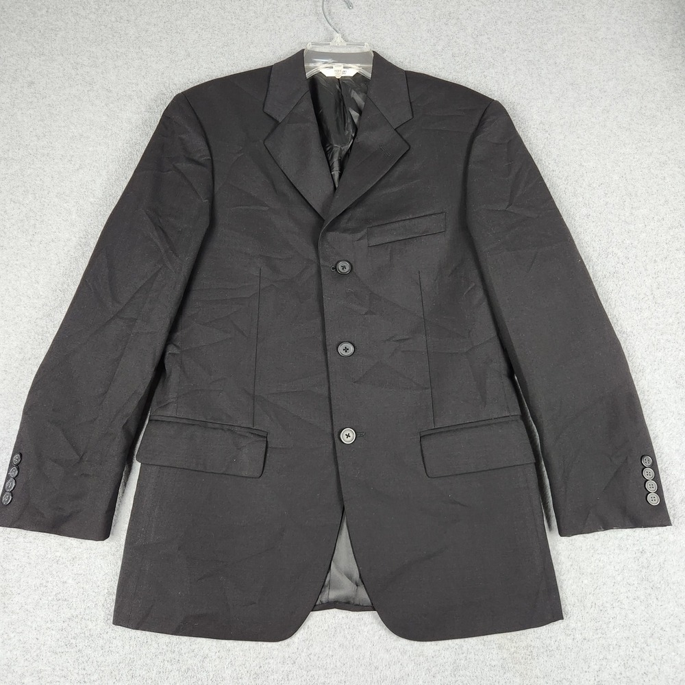 Versini Blazer Mens 37 Short Black Single Breasted Notch Lapel Professional